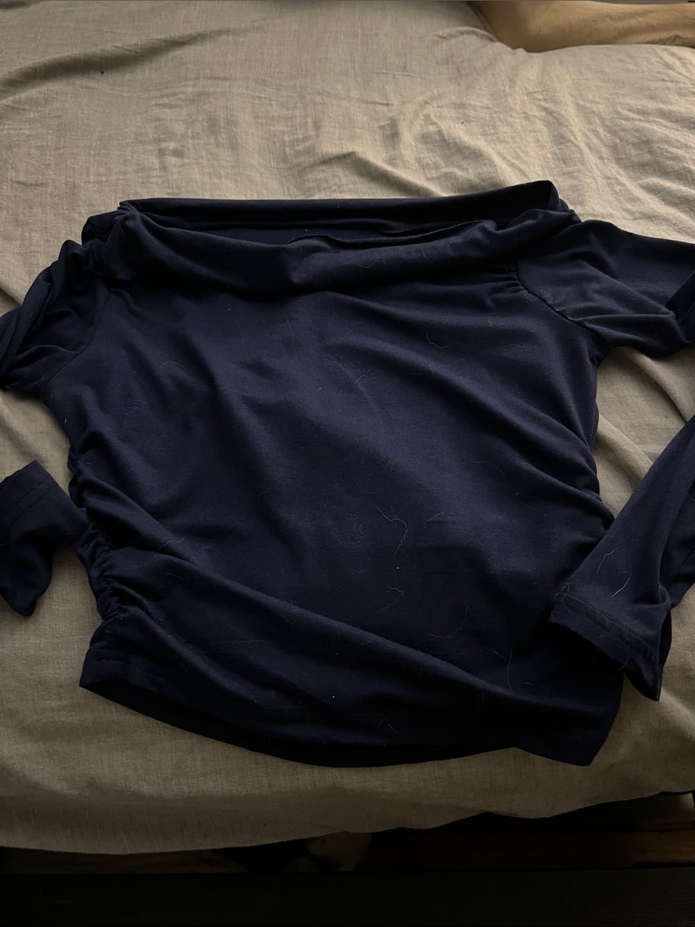 Women's Off-Shoulder Long Sleeve Top - Navy